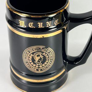 Vtg Woman's College Of NC Beer Stein Mug Ceramic Black Gold Bunting Co Ohio